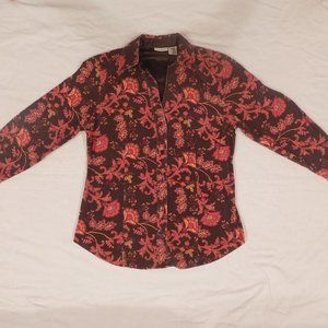 St. John's Bay Vintage Corduroy Button Shirt M Red